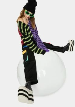 The Ragged Priest Tops Frat Fuzzy Stripe Cardigan