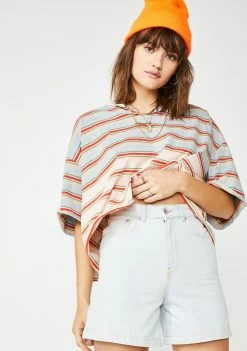 The Ragged Priest Bottoms Stone Wash Skater Denim Shorts