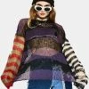 The Ragged Priest Dork Sheer Knit Striped Sweater