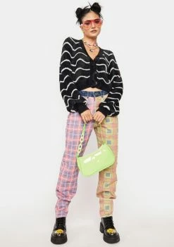 The Ragged Priest Plaid Pants Pink Hot Rod Mix Check Jeans