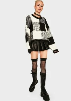 Wholesale ๐ The Ragged Priest Black And White Cropped Knit Sweater ๐คฉ 8 The Ragged Priest Black And White Cropped Knit Sweater