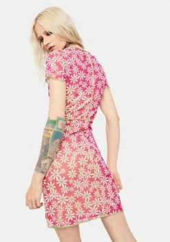 The Ragged Priest Slasher Floral Mesh Mini Dress