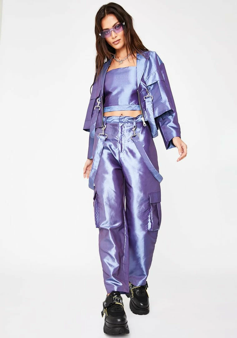 Hot Sale ✔️ The Ragged Priest Era Metallic Crop Blazer Outerwear 🥰 5 The Ragged Priest Era Metallic Crop Blazer Outerwear