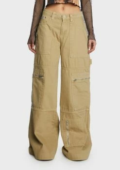 The Ragged Priest Bottoms Stone Zip Sweeper Jeans