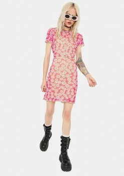 The Ragged Priest Slasher Floral Mesh Mini Dress
