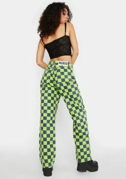 The Ragged Priest Green Rook Checkered Jeans