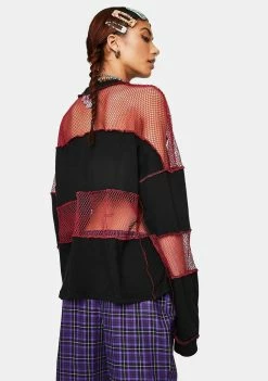 The Ragged Priest Generate Fishnet Paneled Top Tops