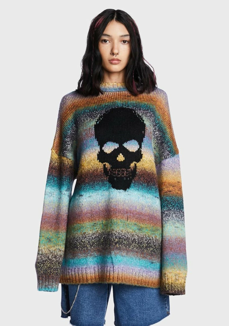 Best Pirce π― The Ragged Priest Spacedye Skull Knit Sweater π 3 The Ragged Priest Spacedye Skull Knit Sweater