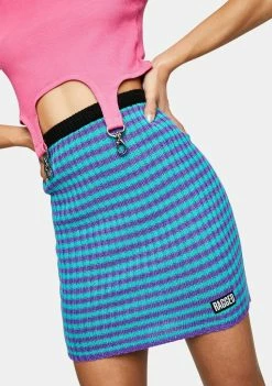 The Ragged Priest Zane Striped Knit Mini Skirt Bottoms