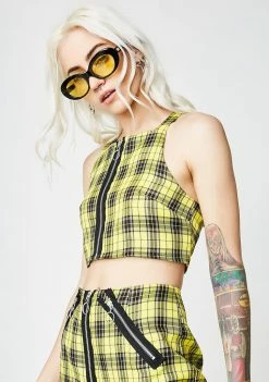 Cheap ๐ The Ragged Priest Tops Tartan Kiddo Crop Top ๐ 8 The Ragged Priest Tops Tartan Kiddo Crop Top