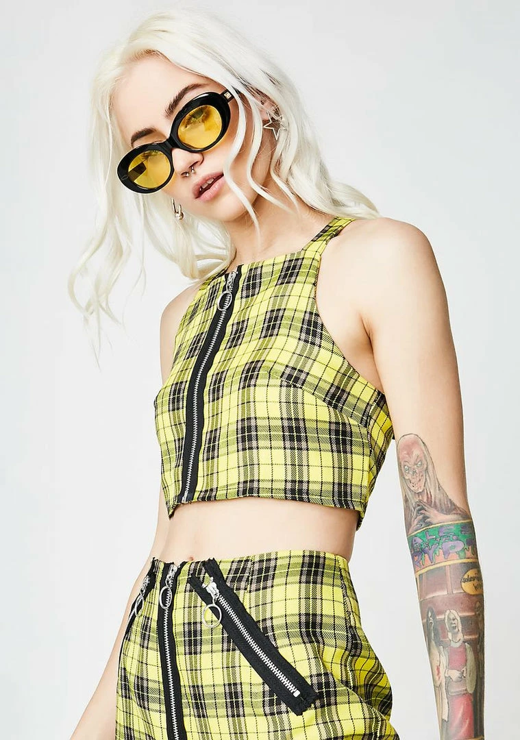 Cheap ๐ The Ragged Priest Tops Tartan Kiddo Crop Top ๐ 4 The Ragged Priest Tops Tartan Kiddo Crop Top