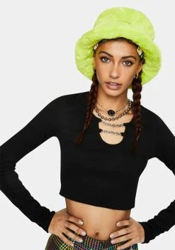 The Ragged Priest Tops Enigma Ribbed Chain Crop Top