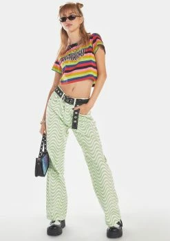 The Ragged Priest Tops Frat Striped Crop Tee