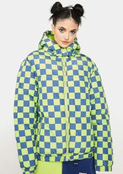 The Ragged Priest Scout Checkered Puffer Jacket