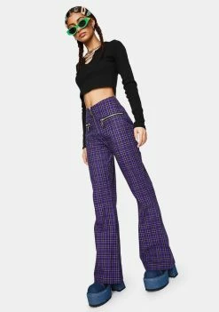 The Ragged Priest Unify Plaid Flare Pants