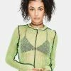The Ragged Priest Charge Sheer Knit Crop Top Tops