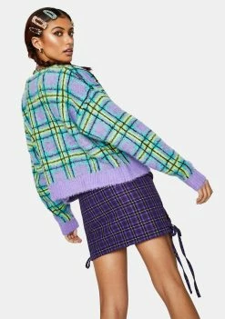 The Ragged Priest Goof Fuzzy Plaid Cardigan