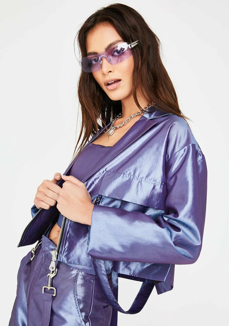 Hot Sale ✔️ The Ragged Priest Era Metallic Crop Blazer Outerwear 🥰 4 The Ragged Priest Era Metallic Crop Blazer Outerwear