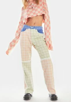 The Ragged Priest Mixed Check Pitch Jeans