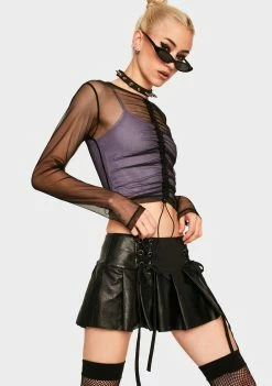 The Ragged Priest Ruched Front Mesh Top Tops