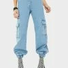 The Ragged Priest Bottoms Light Blue Cuff Jeans