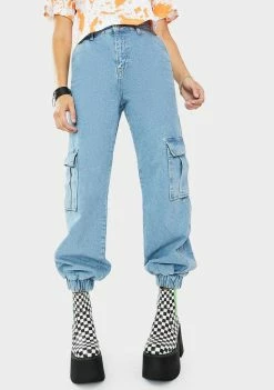 The Ragged Priest Bottoms Light Blue Cuff Jeans