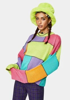 The Ragged Priest Tops Dunce Colorblock Knit Sweater
