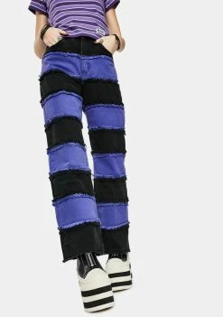 The Ragged Priest Purple Infringement Stripe Panel Jeans