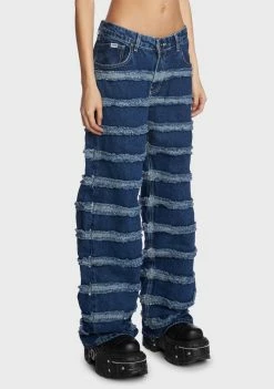 The Ragged Priest Blue Seamed Release Jeans Bottoms