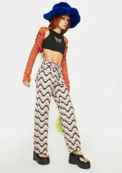 The Ragged Priest Rainbow Wave Denim Jeans Boyfriend Jeans