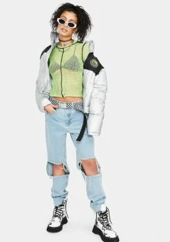 The Ragged Priest Burner Cut-Out Mom Jeans Bottoms