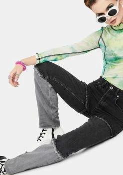 The Ragged Priest Bottoms Shade Ombre Denim Mom Jeans