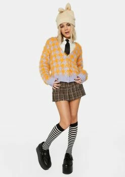 The Ragged Priest Pumpkin Pie Houndstooth Cardigan