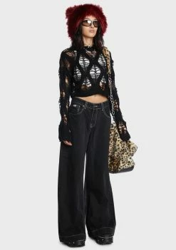 The Ragged Priest Bottoms Charcoal Sweeper Jeans