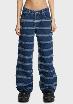 The Ragged Priest Blue Seamed Release Jeans Bottoms