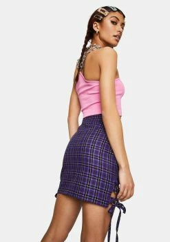 Discount ๐ The Ragged Priest Depict Plaid Lace-Up Mini ๐ Skirt โค๏ธ 9 The Ragged Priest Depict Plaid Lace-Up Mini Skirt