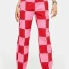The Ragged Priest Bottoms Pink Muse Checkered Jeans