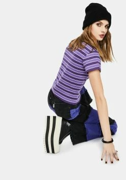 The Ragged Priest Tops Defy Striped Crop Tee
