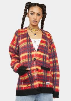 The Ragged Priest Quad Plaid Cardigan Tops