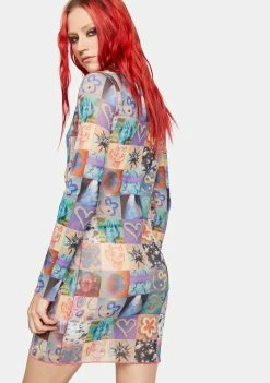 The Ragged Priest Shirt Dress Memories Mesh Mini Dress