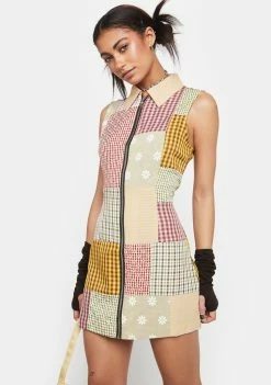 The Ragged Priest Trouble Maker Patchwork Shirt Dress Dresses