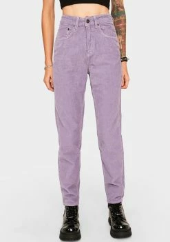 The Ragged Priest Purple Cord Mom Jeans