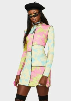 The Ragged Priest Hi Fi Tie Dye Long Sleeve Dress Dresses