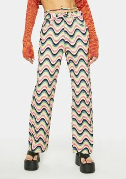 The Ragged Priest Rainbow Wave Denim Jeans Boyfriend Jeans