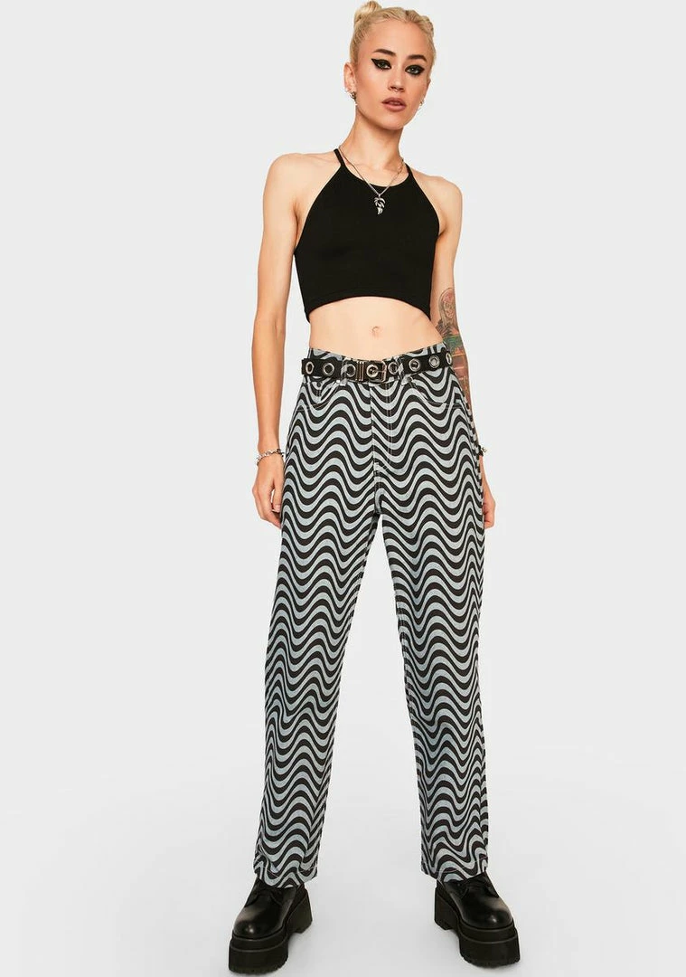 Wholesale π The Ragged Priest Bottoms Wave Print Dad π Jeans π 5 The Ragged Priest Bottoms Wave Print Dad Jeans