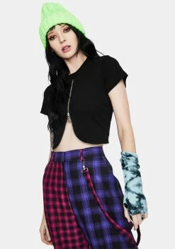 The Ragged Priest Jaw Zipper Crop Tee Tops