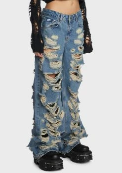 The Ragged Priest Bottoms Blue Distressed Release Jeans