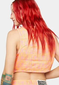 The Ragged Priest Polly Denim Waistcoat Tank Crop Top