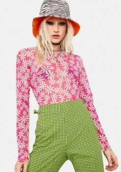 The Ragged Priest Highway Floral Mesh Crop Top