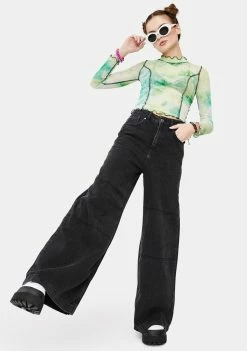 Promo β€οΈ The Ragged Priest Charcoal Grueler Wide Leg π Jeans Bottoms 𧨠7 The Ragged Priest Charcoal Grueler Wide Leg Jeans Bottoms